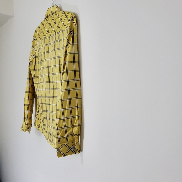 Windridge  Cheryl Nash 100% Silk Yellow Plaid Shirt - Picture 4 of 7